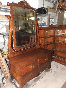 Antique Oak/Ash Princess Dresser Vanity with Mirror  circa 1910