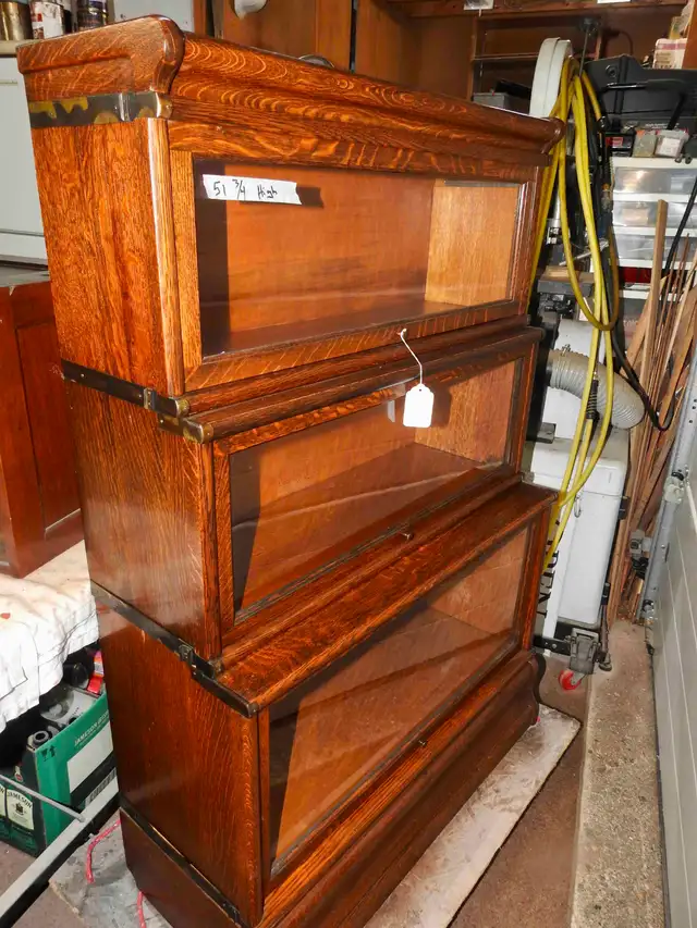 antique  double 'step back' 3 level barrister bookcase Restored