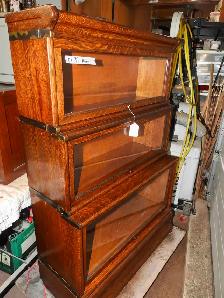 antique  double 'step back' 3 level barrister bookcase Restored
