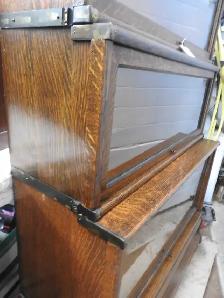 antique  double 'step back' 3 level barrister bookcase Restored - Photo 4