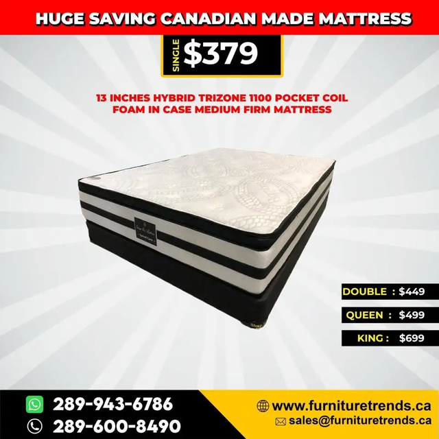13 Inch Hybrid Trizone 1100 Pocket Coil Mattress