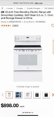 NEW 30" GE Electric Glass Top Range Stove (5 Cu.Ft) Self Clean - Photo 10