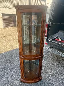 Free delivery used Wooden Corner Curio Cabinet