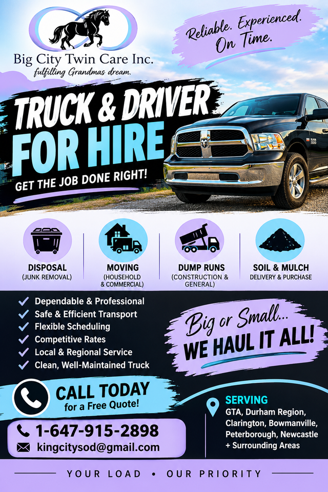 Truck with driver for hire!