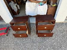 Free delivery used Set of 2 Dark Wood Nightstands - Photo 2