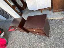Free delivery used Set of 2 Dark Wood Nightstands - Photo 3