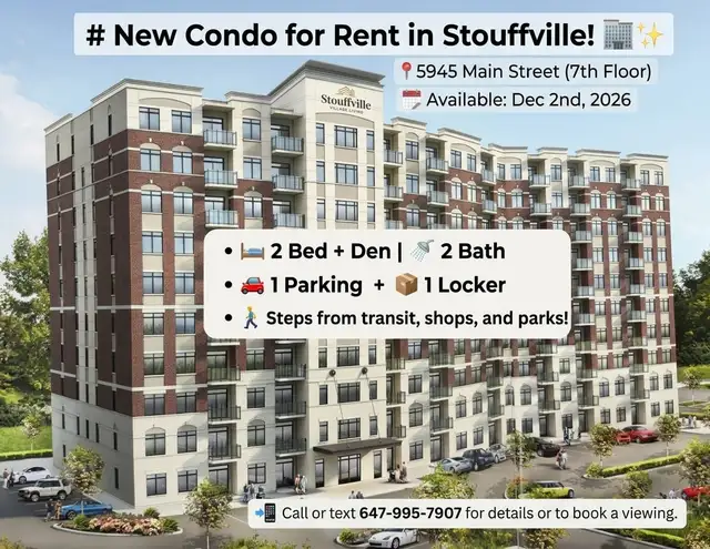 Rent a 2bed   1 Den Condominium