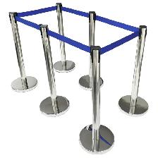 6 Stanchion Silver Posts Queue Pole Retractable Belt 170519 - Photo 3