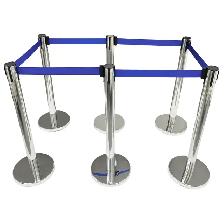 6 Stanchion Silver Posts Queue Pole Retractable Belt 170519 - Photo 5