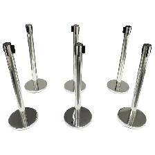 6 Stanchion Silver Posts Queue Pole Retractable Belt 170519 - Photo 6