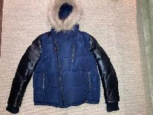 Rudsak Men's XL Winter Parka Jacket with Hood and Real Fur Trim