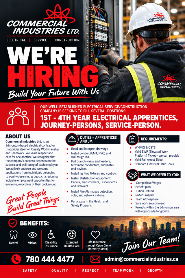 Electrical company hiring immediately!