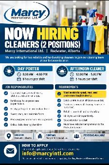 Now Hiring – Cleaners (2 Positions)