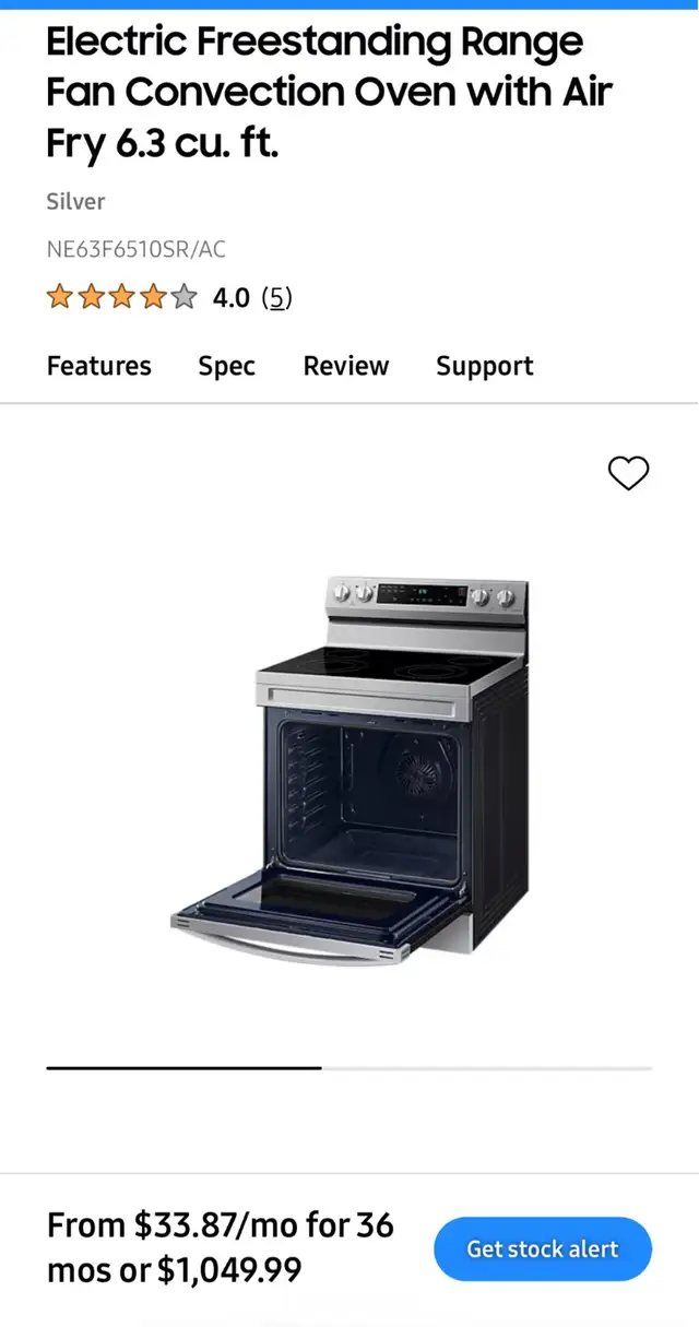 Frigidaire 30''.5.3cu.ft.Freestanding  Range With Air Fryer