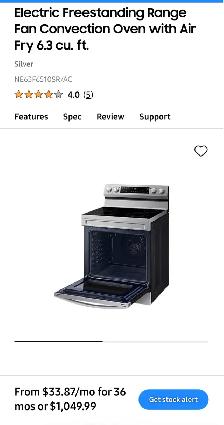 Frigidaire 30''.5.3cu.ft.Freestanding  Range With Air Fryer