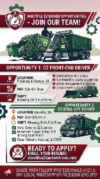 NOW HIRING: DZ Drivers (Front-End & Roll-Off) – Full-Time