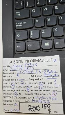 Lenovo ThinkPad T450s i5 8Go 240Go SSD Windows 11 Pro 150$ - Photo 3