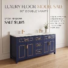 Blue Vanity, Kitchen Cabinet, Countertop, Mirror, Faucet