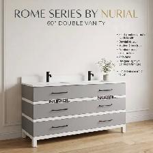 Grey Vanity, Mirror, Bathrub, Faucet, Toilet