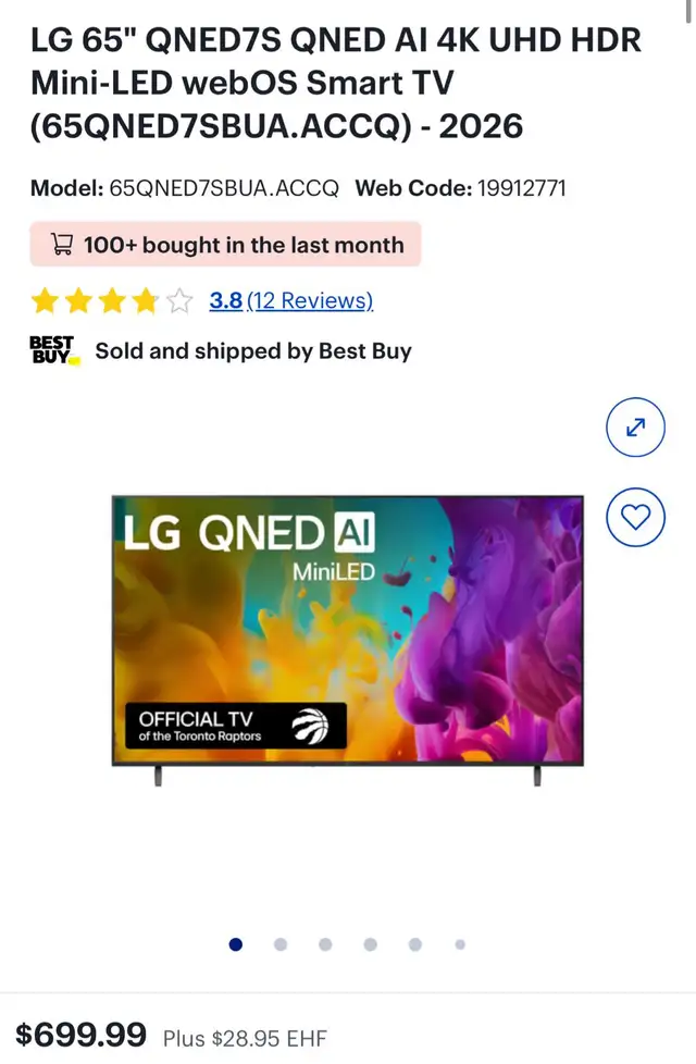 LG 65' QNED7S AI 4K UHD HDR Smart TV (2026)