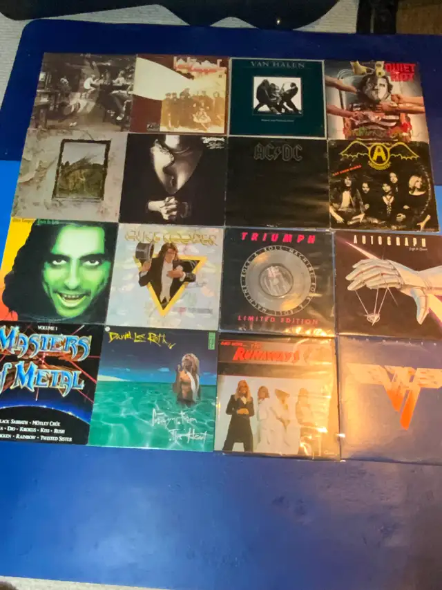 Heavy Metal vinyl records, Led Zep, AC-DC, Whitesnake   more