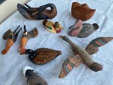 11  wood DUCKS   1 copper BIRDHANGER 1 set hanging DUCKS - Photo 2
