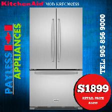 KitchenAid KRFC302ESS 36' Counter Depth French Door Fridge 21.9