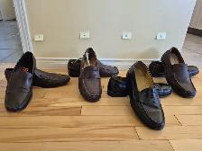 4 paires de chaussures de qualité, en cuir genre 'loafers' gr 11