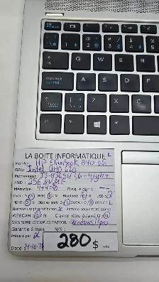 HP EliteBook 840 G6 14' i5-8365U 8Go 256Go NVMe Win11 Pro 280$ - Photo 3