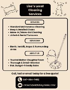 House Cleaner – Available in Barrie and Surrounding Areas