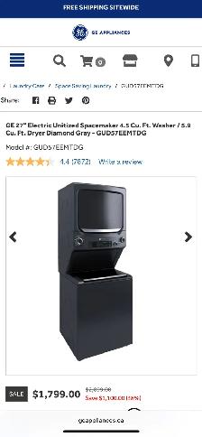 NEW GE 27" Washer & Electric Dryer Laundry Centre (Diamond Grey) - Photo 10