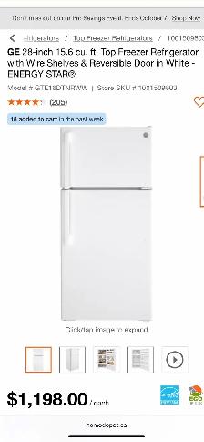 NEW 28" GE Top Freezer Fridge  (15.6 Cu.Ft) Frost Free - Photo 10
