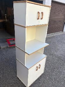 Free delivery used White Tall Storage Cabinet with Two Cabinets - Photo 3