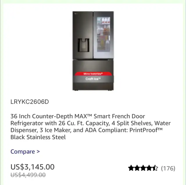 36 inch Counter -Depth Max Smart French Door Refrigerator