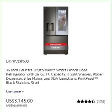 36 inch Counter -Depth Max Smart French Door Refrigerator