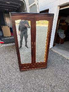 Free delivery antique Vintage Wooden Armoire with Mirror - Photo 3