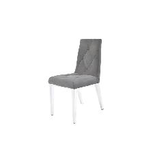 ALISON Dining Chair Grey Fabric, chrome legs