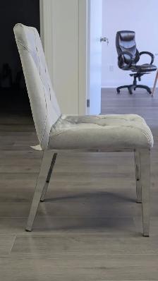 ALISON Dining Chair Grey Fabric, chrome legs - Photo 4