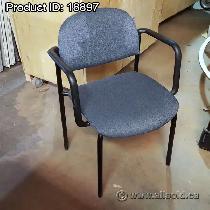 Blue Pattern Fabric Stacking Guest Chair, Black Frame