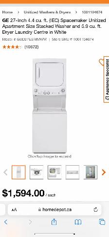 NEW 27" GE Washer And Dryer Stacker (White) - Photo 10