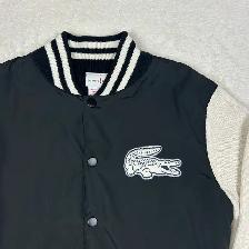 Lacoste Big Crocodile Knit Bomber Varsity Jacket - Size Small - Photo 2