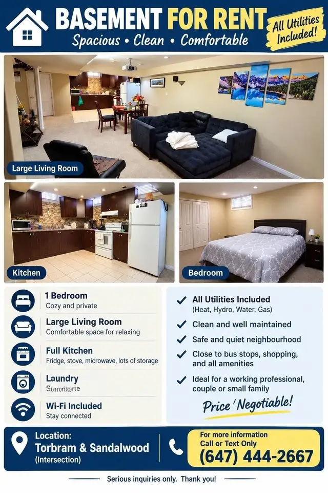 Basement for rent available