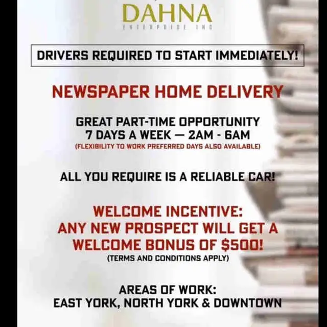 (JOB IN NEED?) Newspaper delivery job