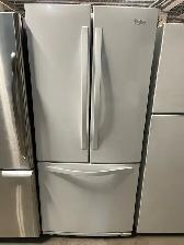 Réfrigérateur blanc glacé portes Françaises Whirlpool