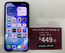 UNLOCKED IPHONE 13 (128 GB-BLACK) SALE 780-456-6675