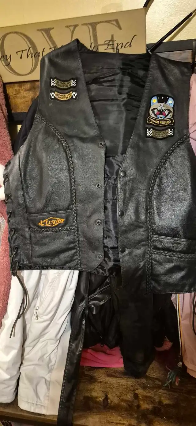 Black leather vest