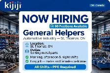 General Helpers – 60 Positions Available (St. Thomas)