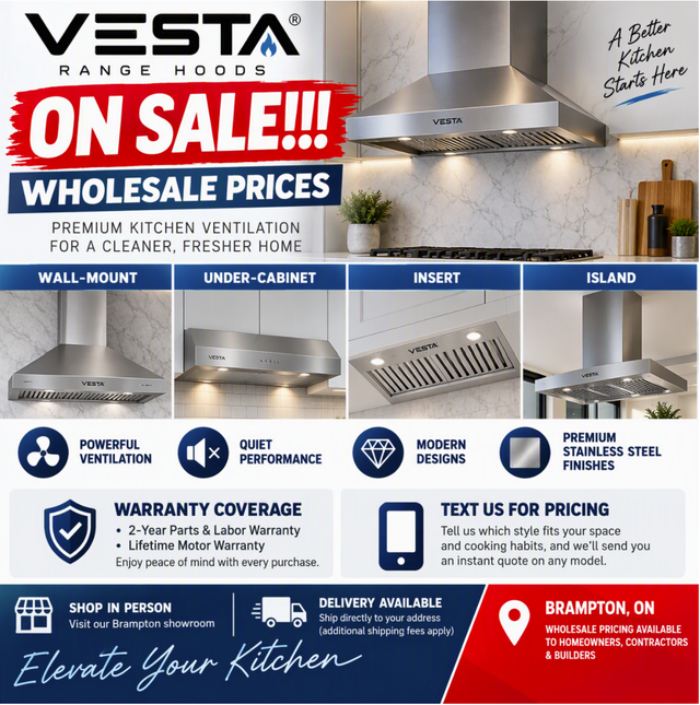 We sale all kind of Vesta rangehoods at whole sale price!!