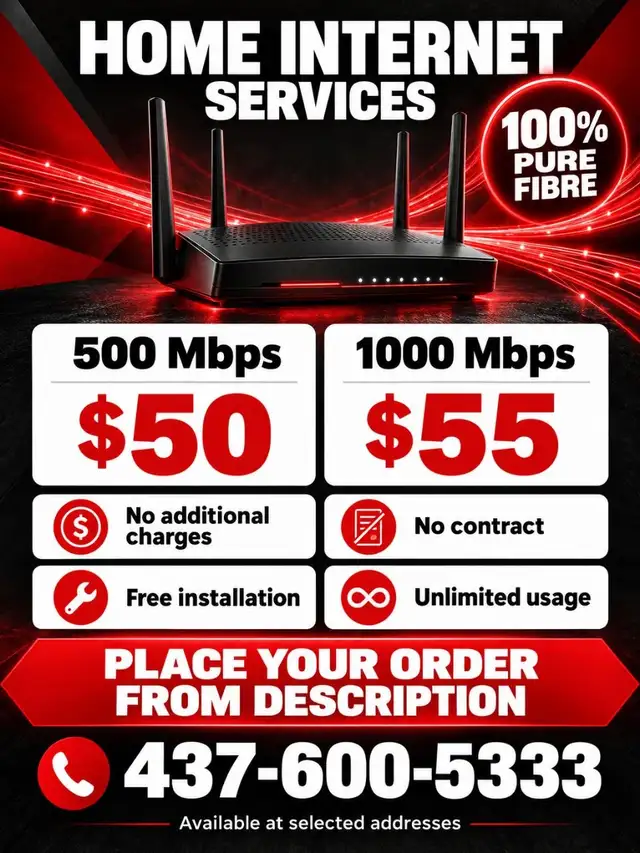 Cheap Home Internetl500 Mbps $50|1 Gbps $55