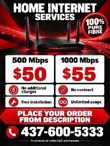 Cheap Home Internetl500 Mbps $50|1 Gbps $55